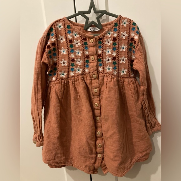 Dex Rust Pink Embroidered Button-Up Dress - Picture 2 of 4